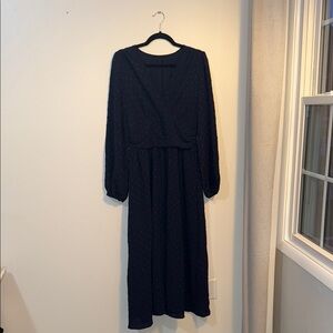 SHEIN Blue Bishop Sleeve Crew Neck Sundress